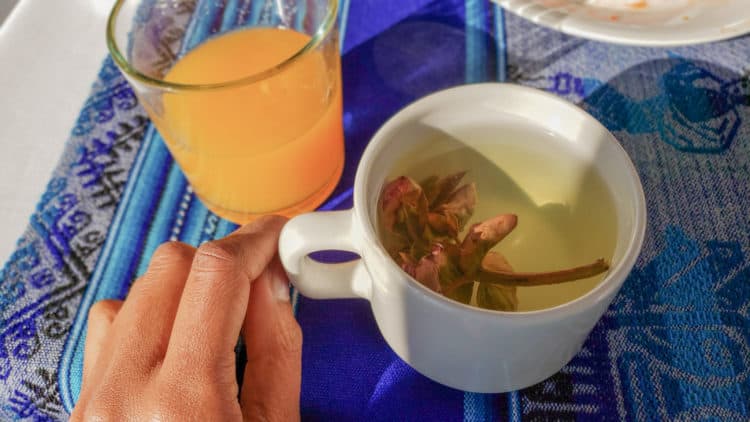 Having tea on a floating island on Lake Titicaca, Peru - Uros Titicaca Lodge