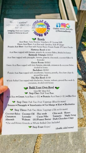Hatteras Bowls Menu - Outer Banks Beach