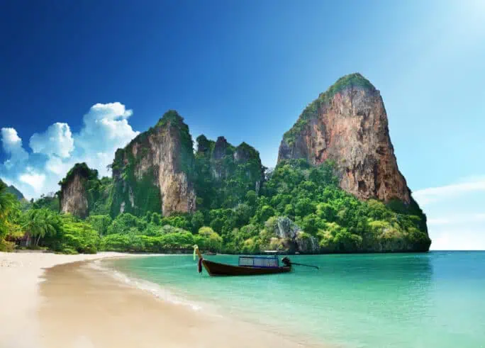Beautiful beach backed by limestone cliffs