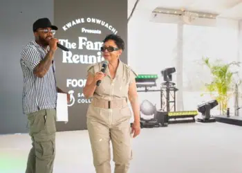 Kwame Onwuachi and Sheila Johnson address attendees at the 5th Annual Family Reunion. Photo Credit: Clay Williams.Photo by Clay Williams