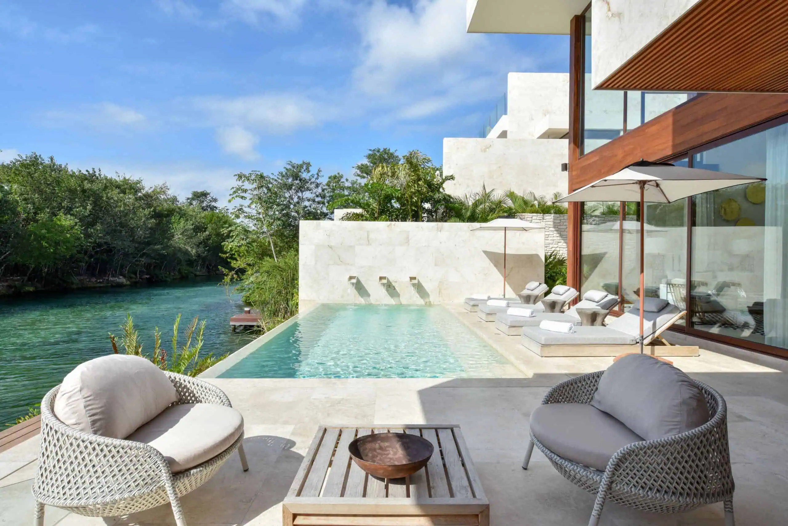 Suites at Rosewood Mayakoba incorporate natural textures, Mexican artistry and an open-air design. Photo Credit: Mayakoba.