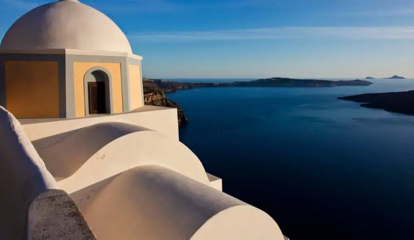 Santorini, one of the most famous and romantic islands in the world, located in the Aegean sea in Greece. Photo Credit: Nicolas Economou/NurPhoto via Getty Images.